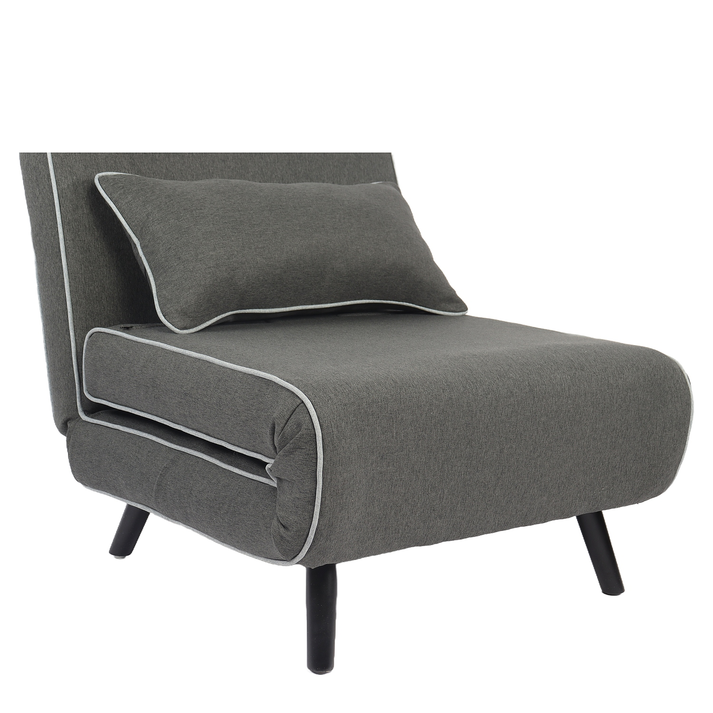 Κρεβάτι Ράντζο CALISTA Γκρι/Γκρι Ανοιχτό Ύφασμα/Ξύλο/Μέταλλο 78x200x28cm