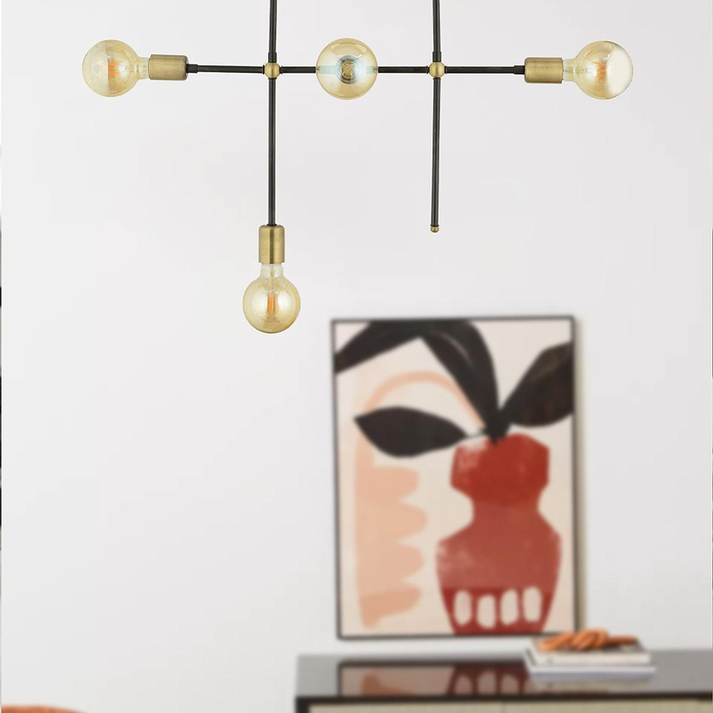 Φωτιστικό Κρεμαστό LU Πολύφωτο Μαύρο/Χρυσό Μέταλλο 78x82cm