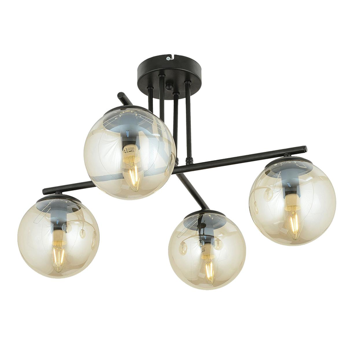 Φωτιστικό Κρεμαστό MAL Πολύφωτο Μαύρο Μέταλλο/Γυαλί 76x36cm