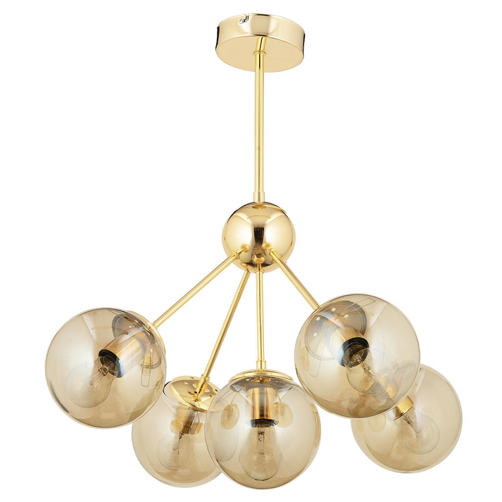 Φωτιστικό Κρεμαστό MEY Πολύφωτο Χρυσό/Μελί Μέταλλο/Γυαλί 59x64cm