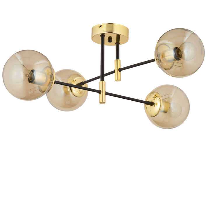 Φωτιστικό Κρεμαστό MAR Πολύφωτο Χρυσό/Μελί Μέταλλο/Γυαλί 70x35cm