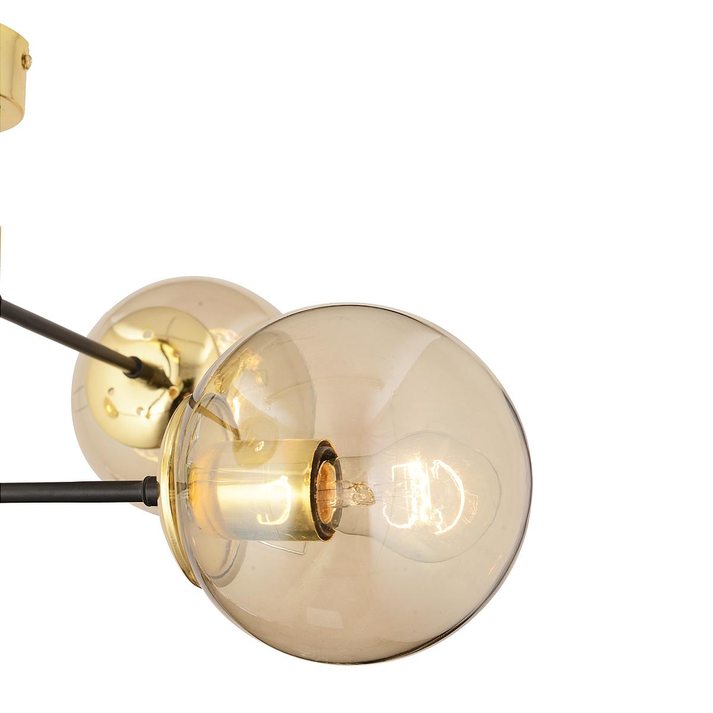 Φωτιστικό Κρεμαστό MAR Πολύφωτο Χρυσό/Μελί Μέταλλο/Γυαλί 70x35cm