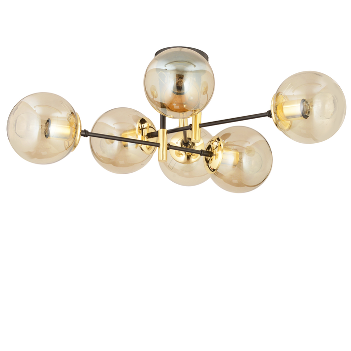 Φωτιστικό Κρεμαστό MAR Πολύφωτο Χρυσό/Μελί Μέταλλο/Γυαλί 70x35cm