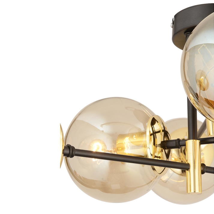 Φωτιστικό Κρεμαστό MAR Πολύφωτο Χρυσό/Μελί Μέταλλο/Γυαλί 70x35cm