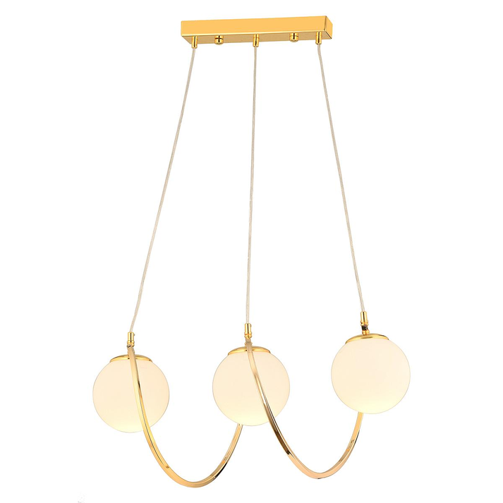 Φωτιστικό Κρεμαστό JAR Τρίφωτο Χρυσό/Λευκό Μέταλλο/Γυαλί 60x85cm