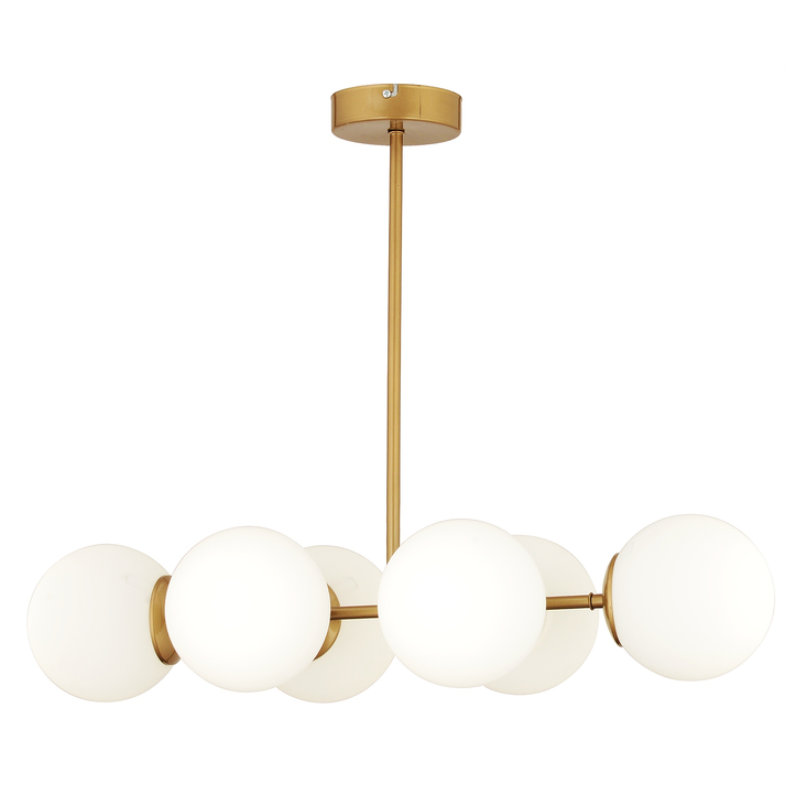 Φωτιστικό Κρεμαστό DELPHINUS Εξάφωτο Χρυσό/Λευκό Μέταλλο/Γυαλί 85x60cm