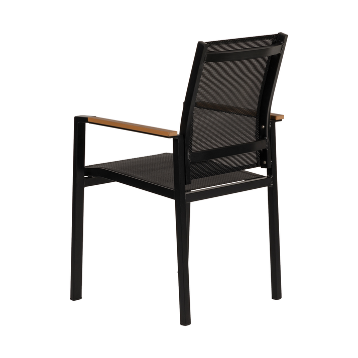 Πολυθρόνα Κήπου KALANDULA Μαύρο/Καρυδί Αλουμίνιο/Ύφασμα 40x47x91cm