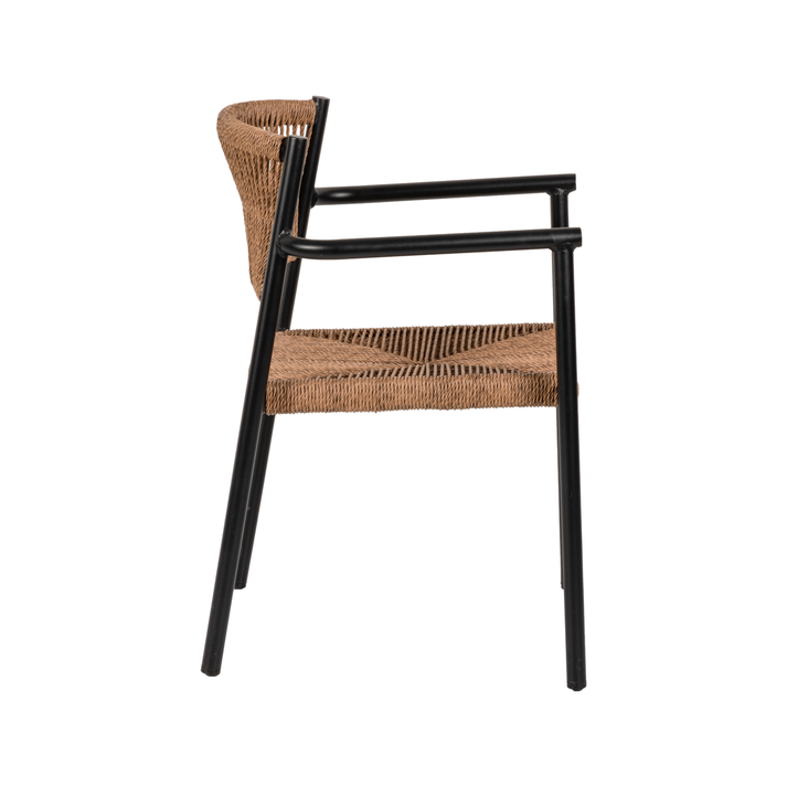 Πολυθρόνα Κήπου INGA Μαύρο/Φυσικό Αλουμίνιο/Rattan 55.5x50x77.5cm