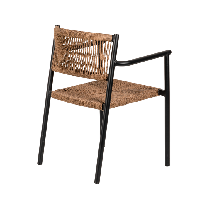 Πολυθρόνα Κήπου INGA Μαύρο/Φυσικό Αλουμίνιο/Rattan 55.5x50x77.5cm