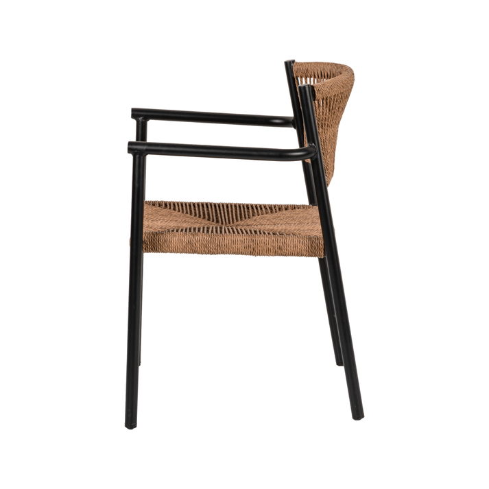 Πολυθρόνα Κήπου INGA Μαύρο/Φυσικό Αλουμίνιο/Rattan 55.5x50x77.5cm