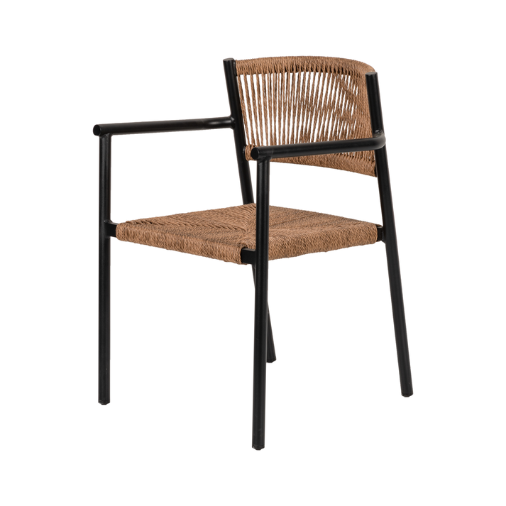 Πολυθρόνα Κήπου INGA Μαύρο/Φυσικό Αλουμίνιο/Rattan 55.5x50x77.5cm