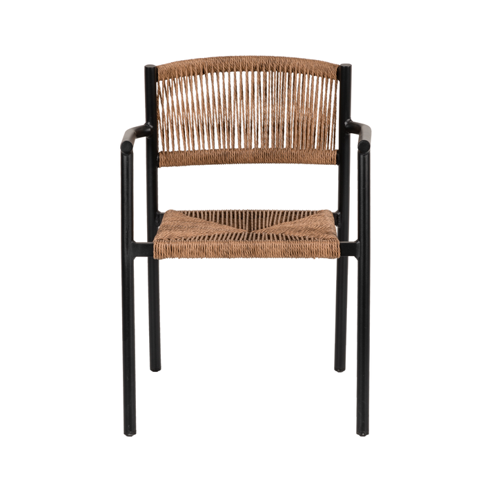 Πολυθρόνα Κήπου INGA Μαύρο/Φυσικό Αλουμίνιο/Rattan 55.5x50x77.5cm