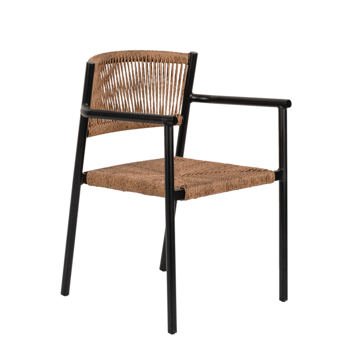 Πολυθρόνα Κήπου INGA Μαύρο/Φυσικό Αλουμίνιο/Rattan 55.5x50x77.5cm