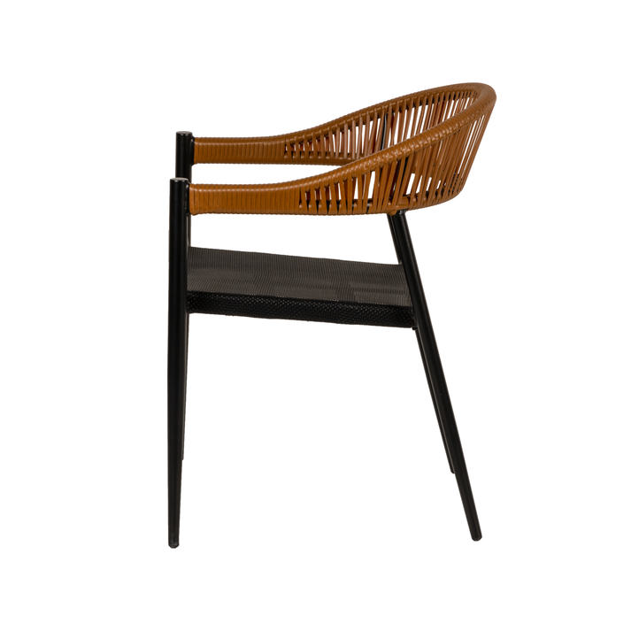 Πολυθρόνα Κήπου LIVINGSTONE Μαύρο/Καφέ Αλουμίνιο/Rattan 56x55x76cm