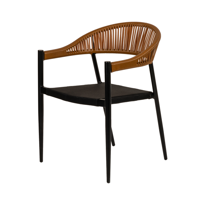 Πολυθρόνα Κήπου LIVINGSTONE Μαύρο/Καφέ Αλουμίνιο/Rattan 56x55x76cm