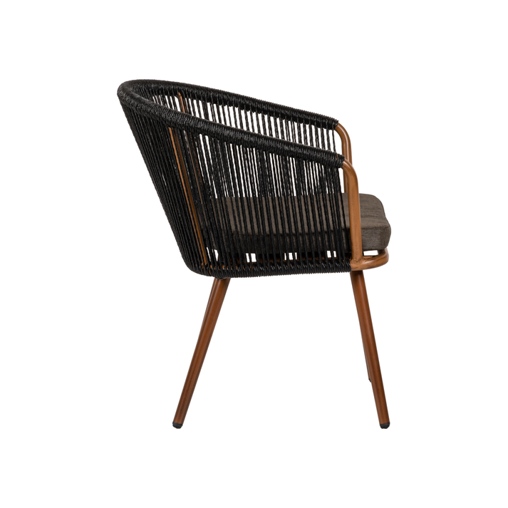 Πολυθρόνα Κήπου LOFOI Μαύρο/Καφέ Αλουμίνιο/Rattan 60x62x81cm