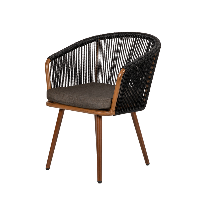 Πολυθρόνα Κήπου LOFOI Μαύρο/Καφέ Αλουμίνιο/Rattan 60x62x81cm