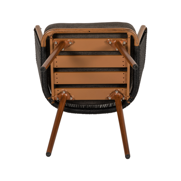 Πολυθρόνα Κήπου LOFOI Μαύρο/Καφέ Αλουμίνιο/Rattan 60x62x81cm