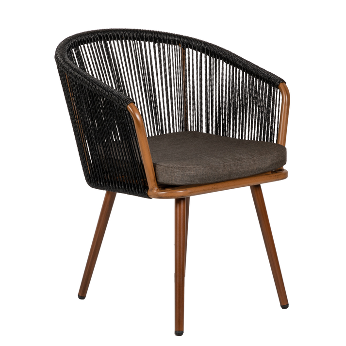 Πολυθρόνα Κήπου LOFOI Μαύρο/Καφέ Αλουμίνιο/Rattan 60x62x81cm