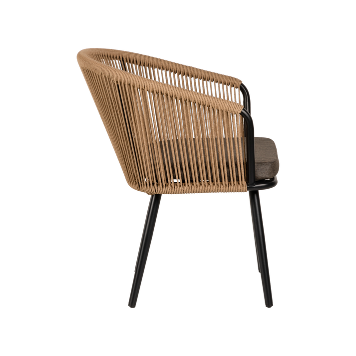 Πολυθρόνα Κήπου LOFOI Μαύρο/Καφέ Αλουμίνιο/Rattan 60x62x81cm