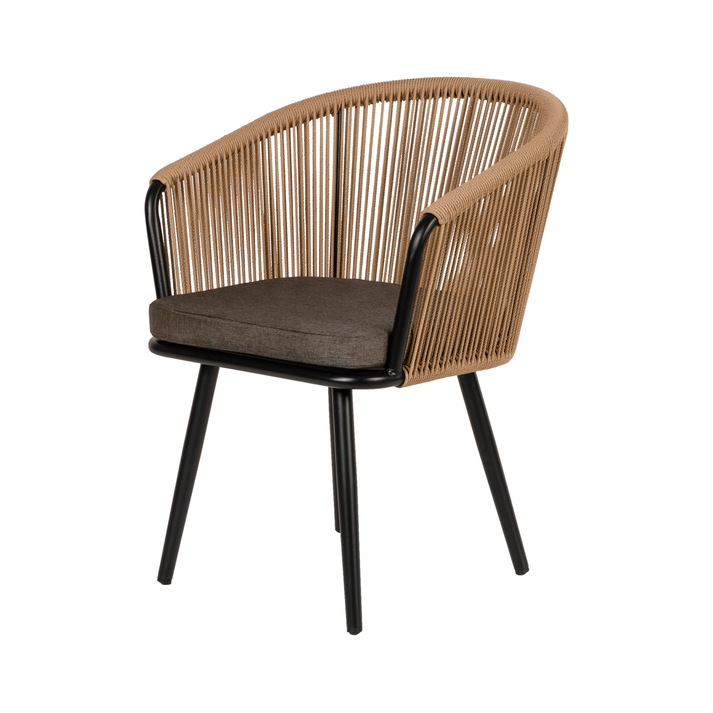 Πολυθρόνα Κήπου LOFOI Μαύρο/Καφέ Αλουμίνιο/Rattan 60x62x81cm