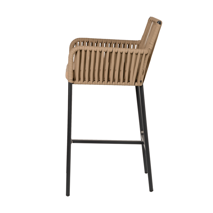 Σκαμπό KINTAMPO Μπεζ/Μαύρο Αλουμίνιο/Rattan 55x58x108cm