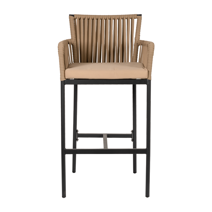 Σκαμπό KINTAMPO Μπεζ/Μαύρο Αλουμίνιο/Rattan 55x58x108cm