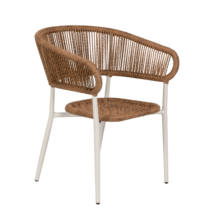 Πολυθρόνα Κήπου KARURU Λευκό/Φυσικό Αλουμίνιο/Rattan 63x63x77cm