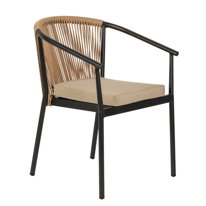 Πολυθρόνα Κήπου MANDRAKA Μαύρο/Φυσικό Αλουμίνιο/Rattan 57x61x78cm