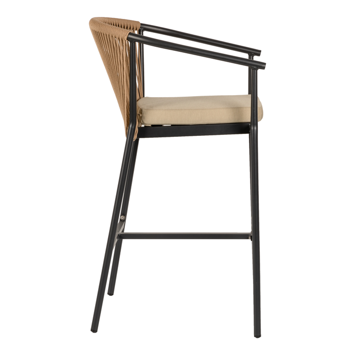 Σκαμπό MANDRAKA Μαύρο/Φυσικό Αλουμίνιο/Rattan 56x63x108cm