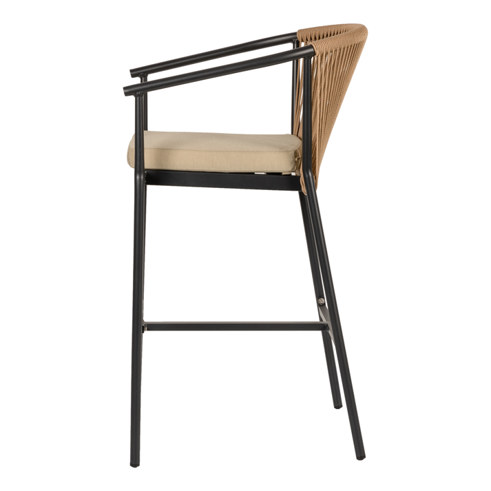 Σκαμπό MANDRAKA Μαύρο/Φυσικό Αλουμίνιο/Rattan 56x63x108cm