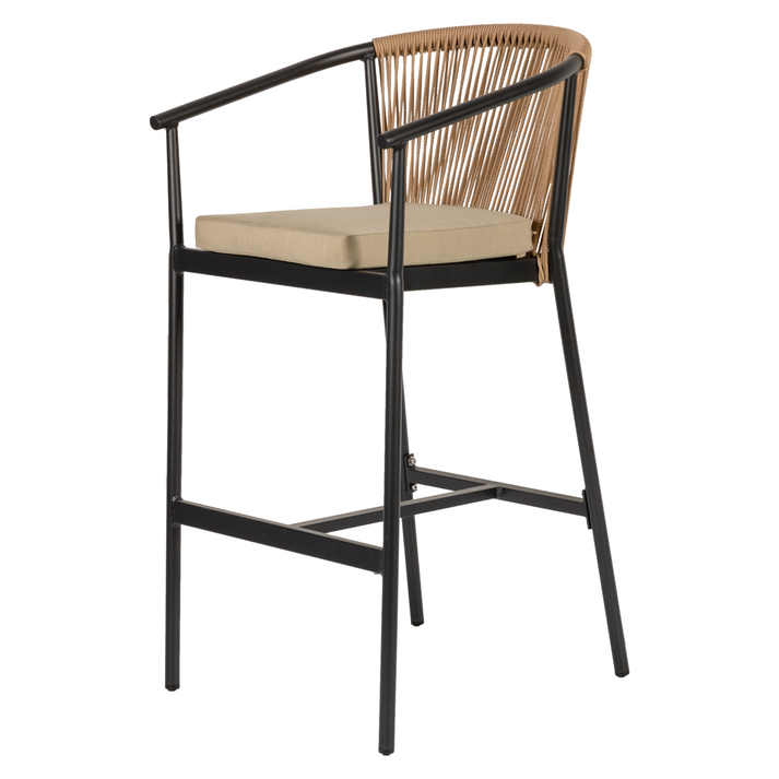 Σκαμπό MANDRAKA Μαύρο/Φυσικό Αλουμίνιο/Rattan 56x63x108cm