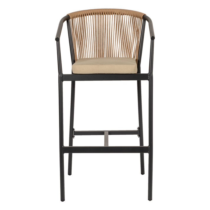 Σκαμπό MANDRAKA Μαύρο/Φυσικό Αλουμίνιο/Rattan 56x63x108cm