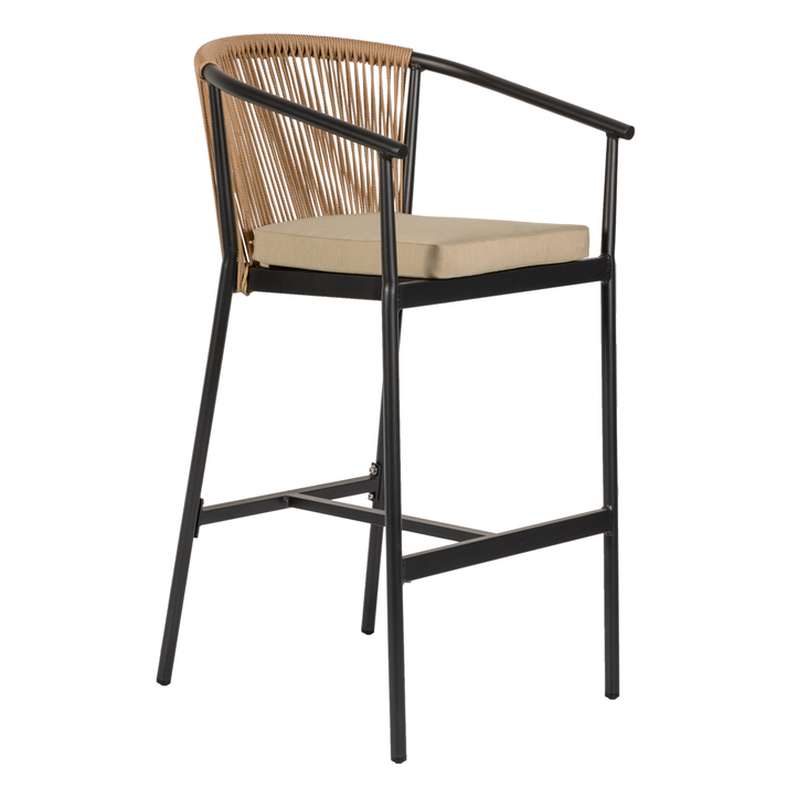 Σκαμπό MANDRAKA Μαύρο/Φυσικό Αλουμίνιο/Rattan 56x63x108cm