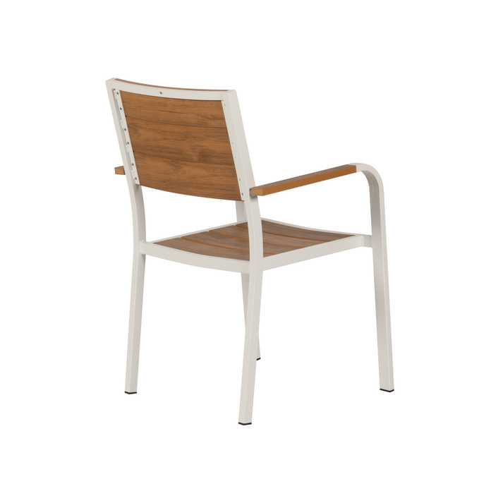 Πολυθρόνα Κήπου GOUINA Λευκό/Καρυδί Αλουμίνιο/Ξύλο 55x55x86cm