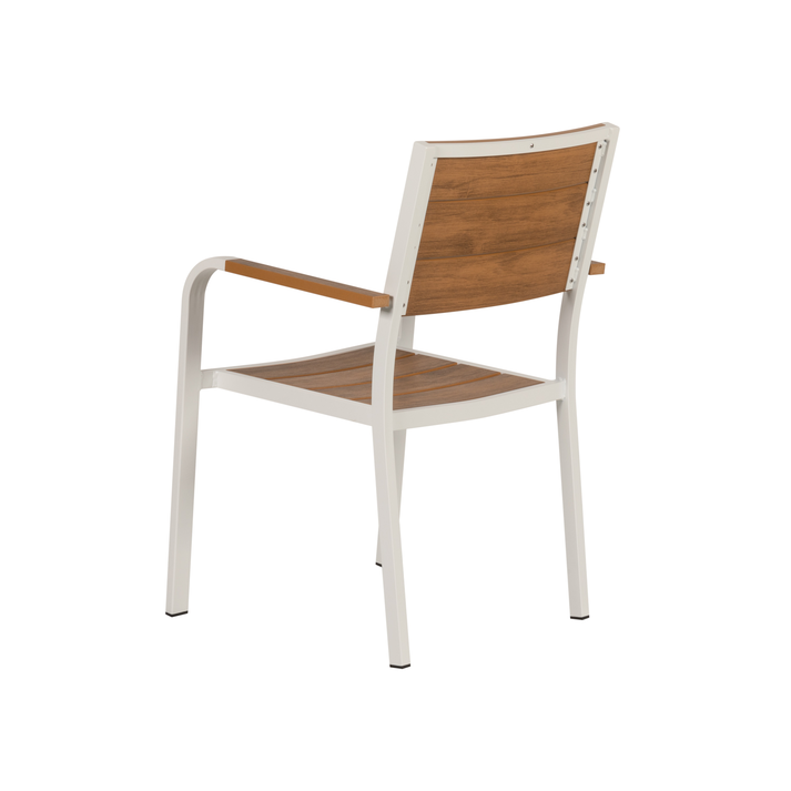 Πολυθρόνα Κήπου GOUINA Λευκό/Καρυδί Αλουμίνιο/Ξύλο 55x55x86cm