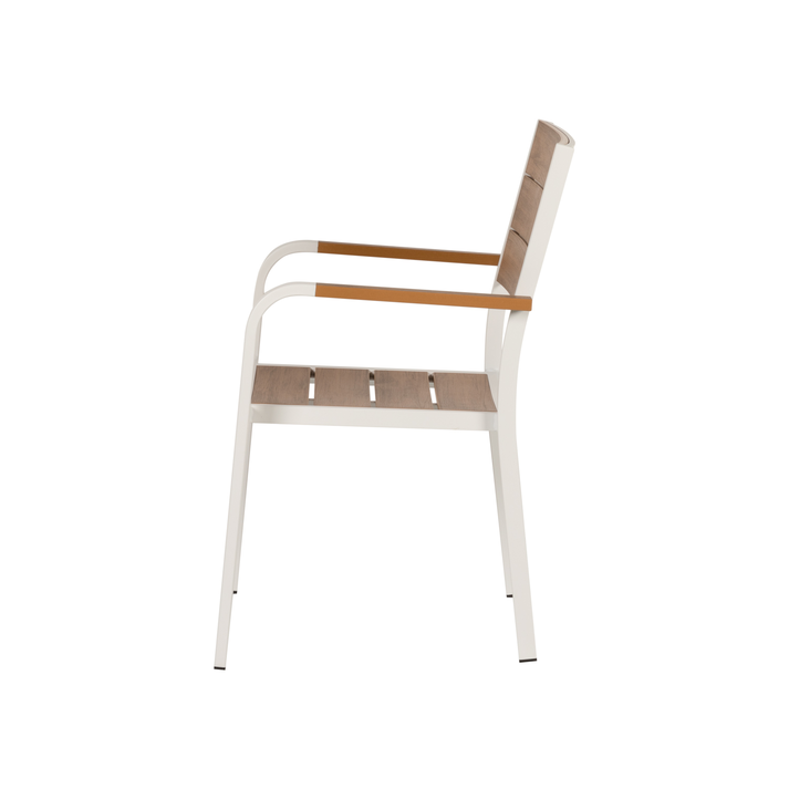 Πολυθρόνα Κήπου GOUINA Λευκό/Καρυδί Αλουμίνιο/Ξύλο 55x55x86cm