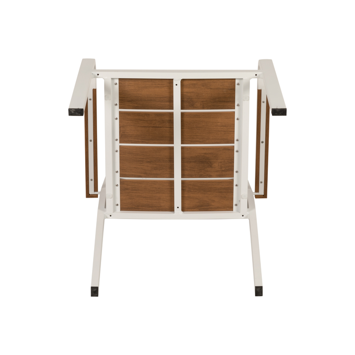 Πολυθρόνα Κήπου GOUINA Λευκό/Καρυδί Αλουμίνιο/Ξύλο 55x55x86cm