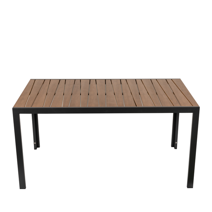 Τραπέζι Κήπου OUZOUD Μαύρο/Καρυδί Αλουμίνιο/Ξύλο 150x90x74cm