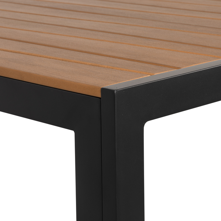 Τραπέζι Κήπου OUZOUD Μαύρο/Καρυδί Αλουμίνιο/Ξύλο 150x90x74cm