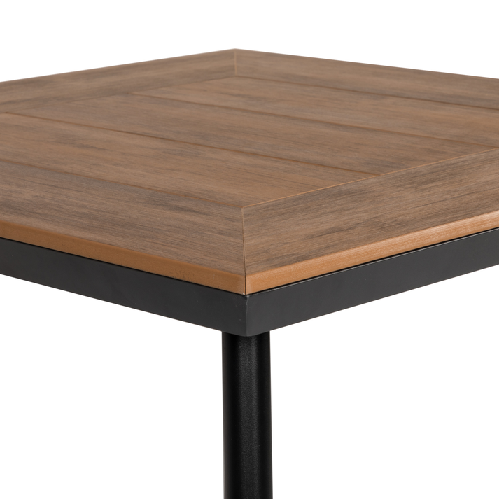 Τραπέζι Κήπου EPUPA Μαύρο/Καρυδί Αλουμίνιο/Ξύλο 80x80x73cm