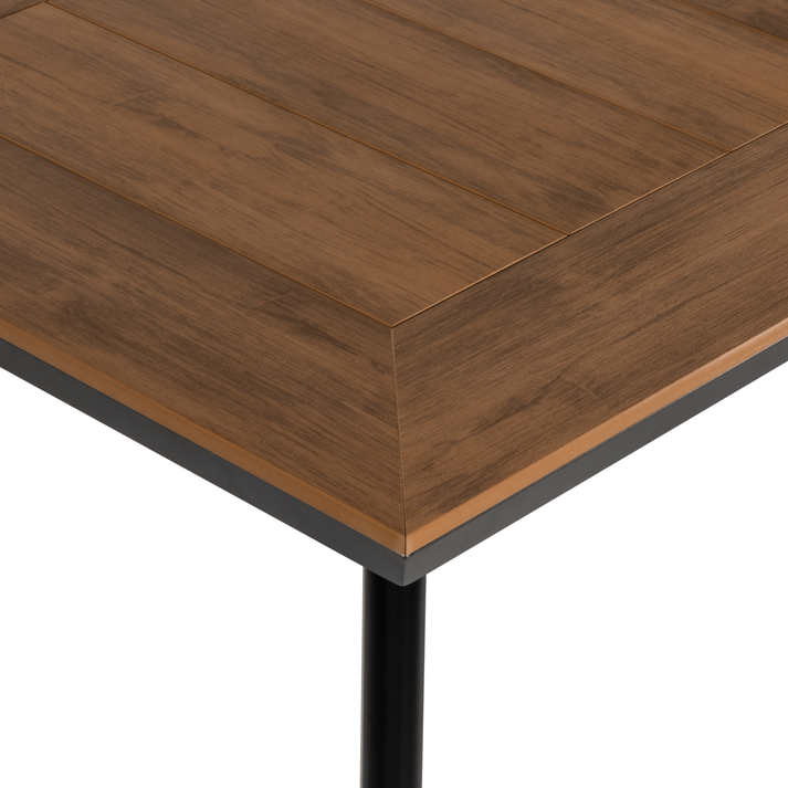 Τραπέζι Κήπου EPUPA Μαύρο/Καρυδί Αλουμίνιο/Ξύλο 80x80x73cm