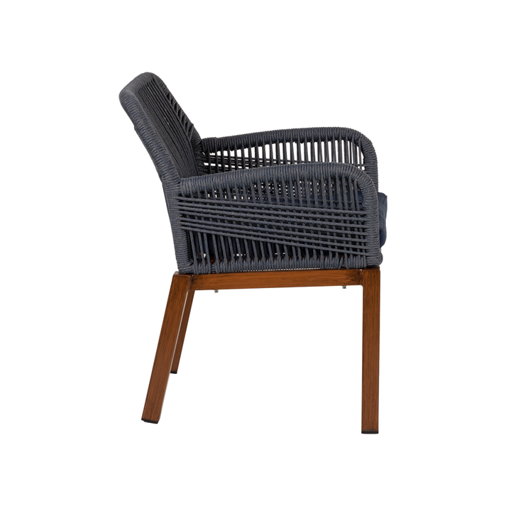 Πολυθρόνα Κήπου LISBON Mπλε/Μπαμπού Αλουμίνιο/Ύφασμα 57x58x77cm