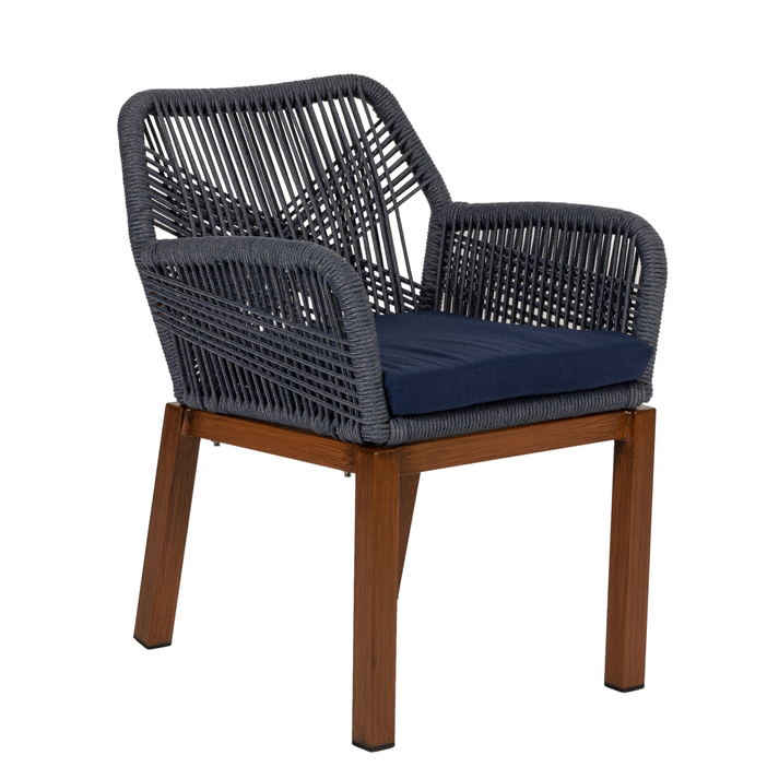 Πολυθρόνα Κήπου LISBON Mπλε/Μπαμπού Αλουμίνιο/Ύφασμα 57x58x77cm