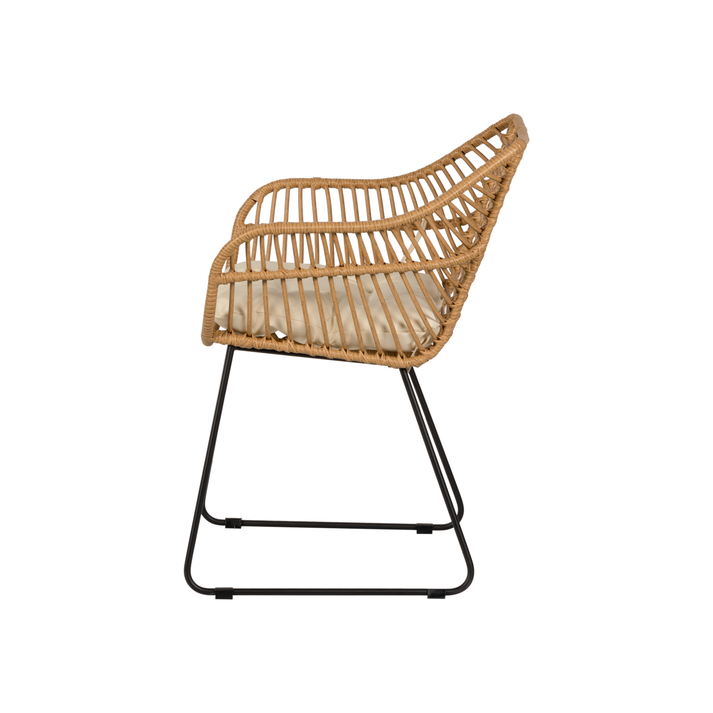 Πολυθρόνα Κήπου KALAMBO Φυσικό/Μαύρο Αλουμίνιο/Rattan 56x57x81cm