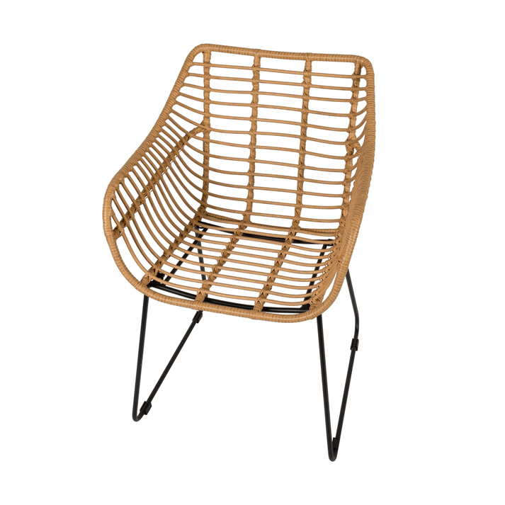 Πολυθρόνα Κήπου KALAMBO Φυσικό/Μαύρο Αλουμίνιο/Rattan 56x57x81cm