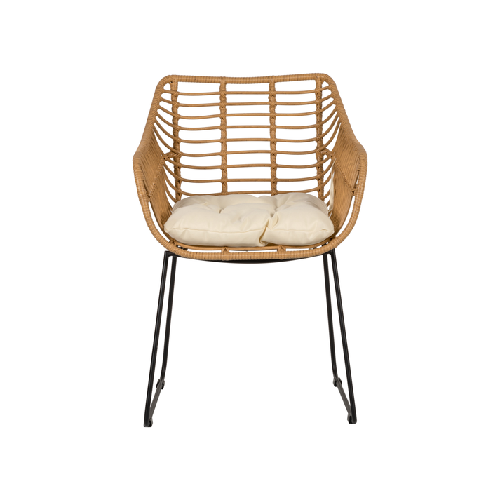 Πολυθρόνα Κήπου KALAMBO Φυσικό/Μαύρο Αλουμίνιο/Rattan 56x57x81cm