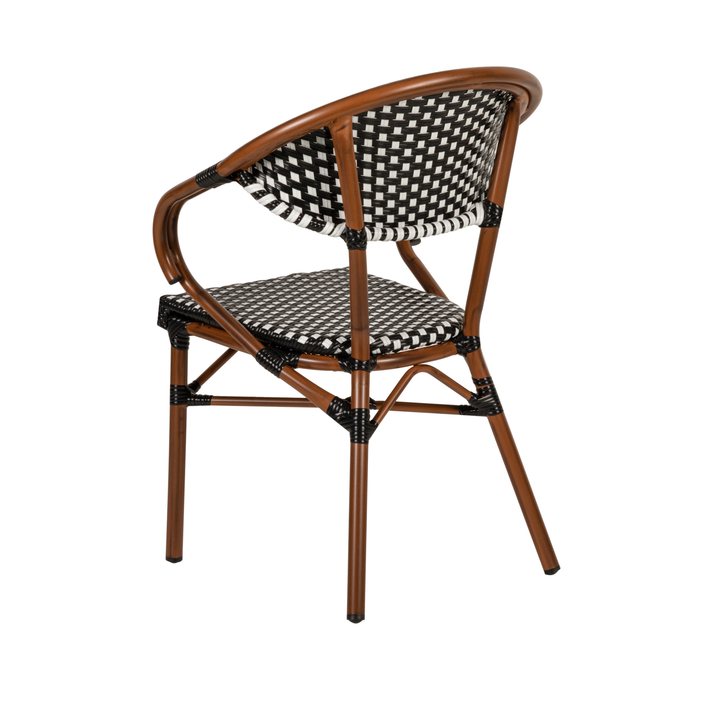 Πολυθρόνα Κήπου MUTUMA Λευκό/Μαύρο/Μπαμπού Αλουμίνιο/Rattan 57x60x82cm