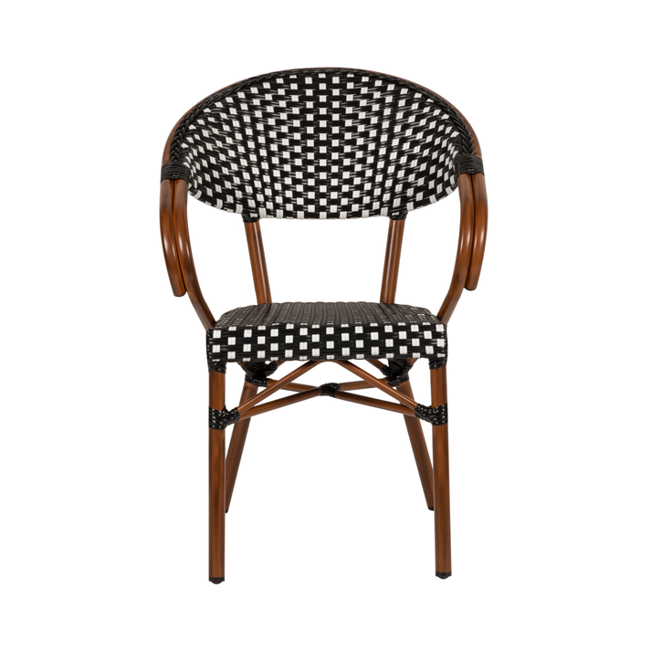 Πολυθρόνα Κήπου MUTUMA Λευκό/Μαύρο/Μπαμπού Αλουμίνιο/Rattan 57x60x82cm