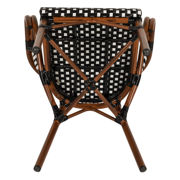 Πολυθρόνα Κήπου MUTUMA Λευκό/Μαύρο/Μπαμπού Αλουμίνιο/Rattan 57x60x82cm